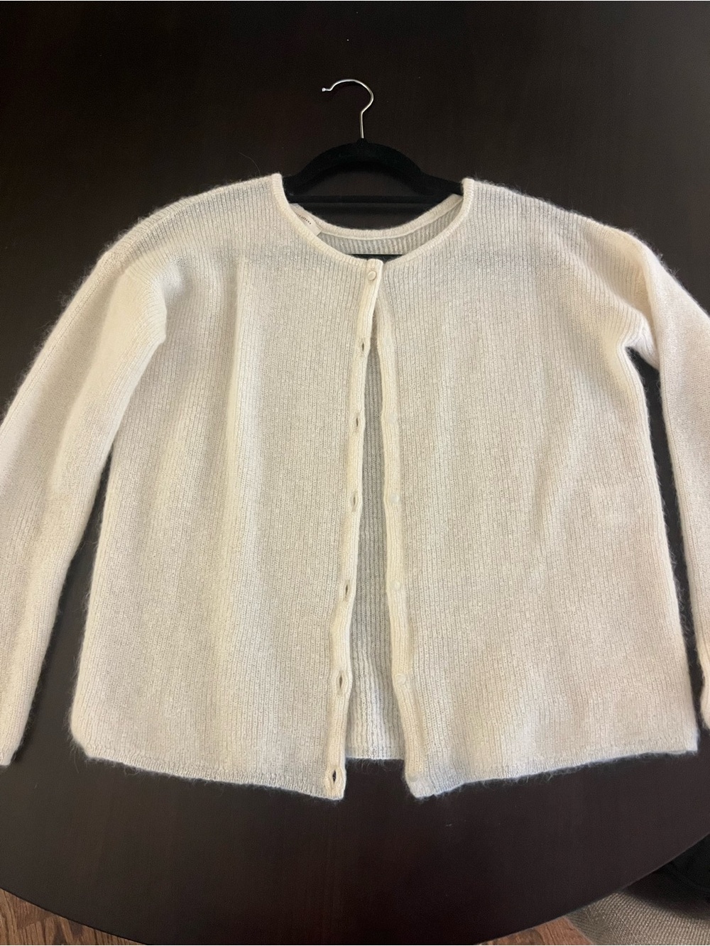 Sezane Cream Button-Front Knit Cardigan